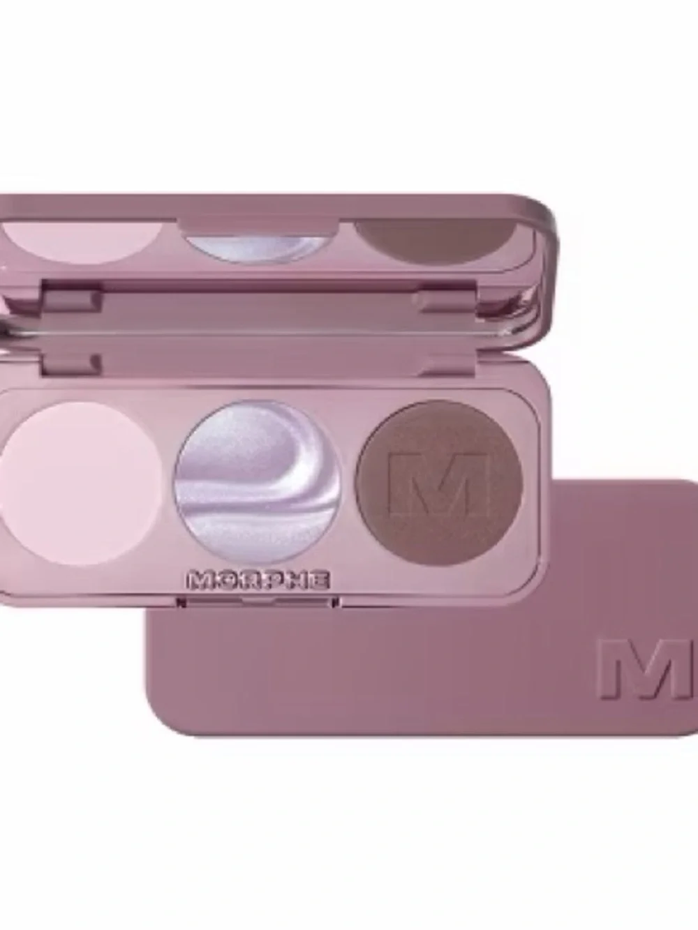 Morphe Trio Eyeshadow Palette — Soft Pink, Iridescent Lavender, Warm Brown